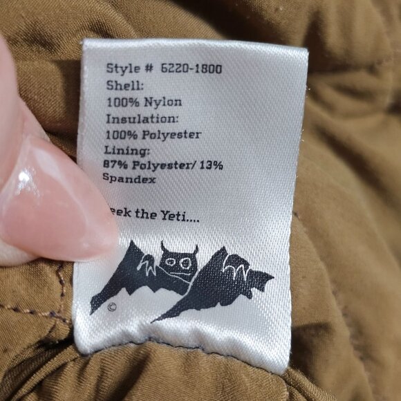 Flylow Quilted Insulated Jacket Men's XL Navy Tan Fill Zip Pockets Colorblock - Picture 7 of 16